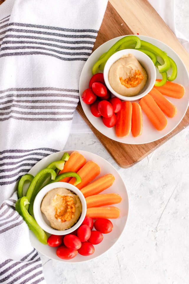 Hummus & Veggies Recipe by top Houston lifestyle blogger Ashley Rose of Sugar & Cloth