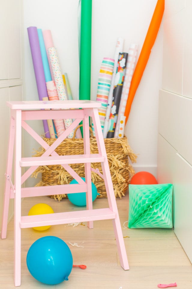 a pink ladder! A Peek Inside My New Studio & Craft Closet by top Houston lifestyle blogger Ashley Rose of Sugar & Cloth #design #organizing #interiors #craft #craftroom 