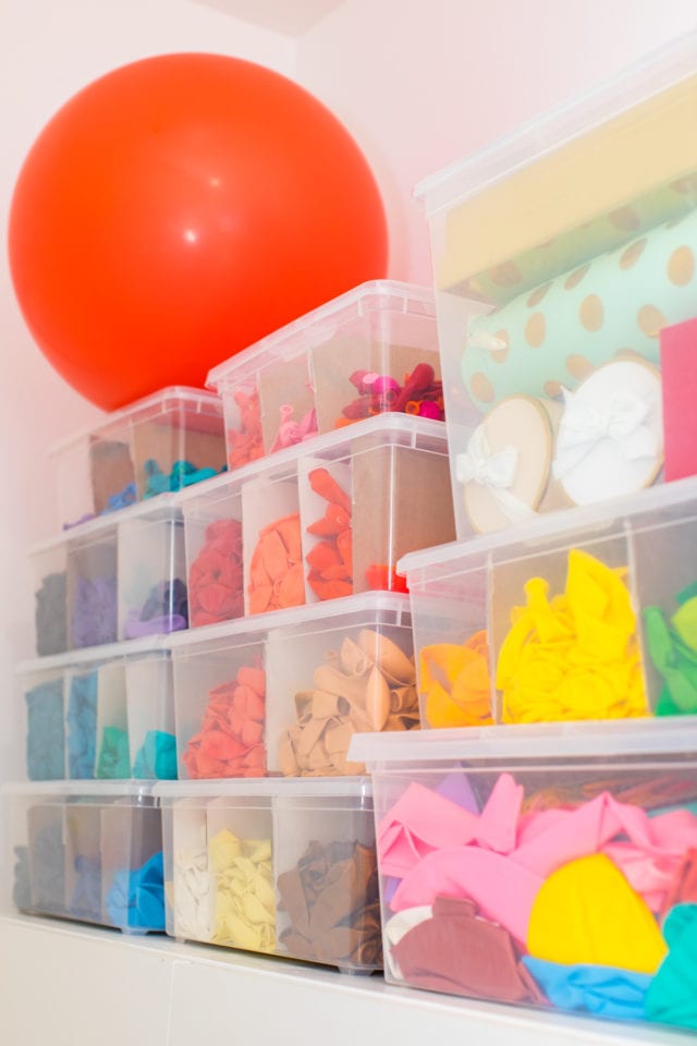 balloon organization - A Peek Inside My New Studio & Craft Closet by top Houston lifestyle blogger Ashley Rose of Sugar & Cloth #design #organizing #interiors #craft #craftroom 