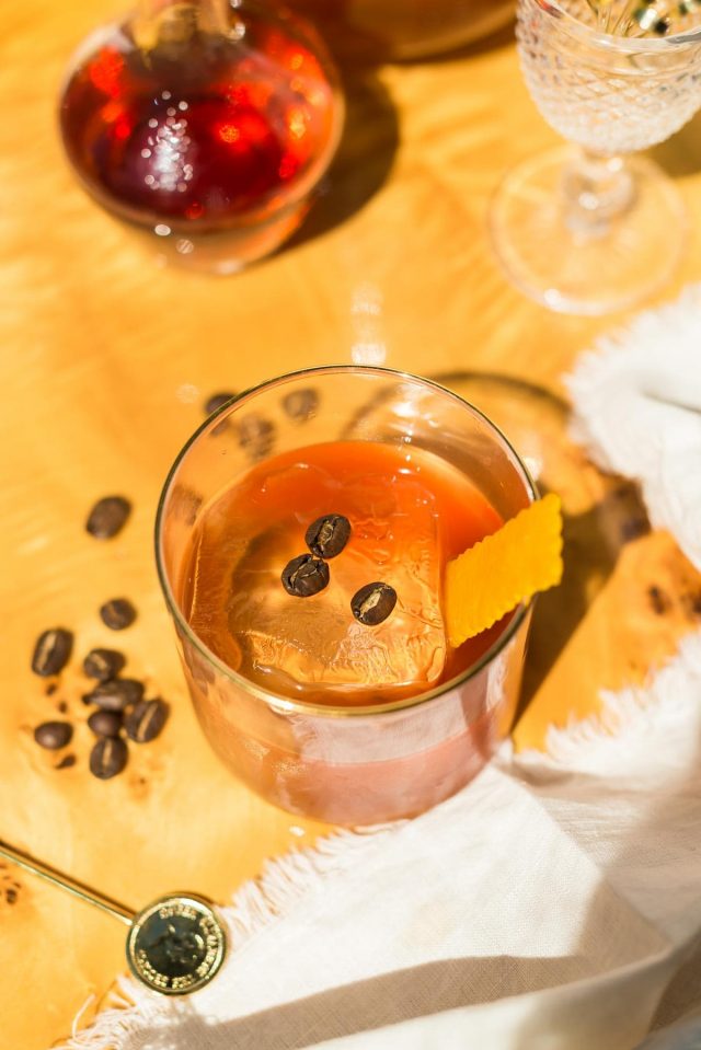Coffee Old Fashioned Cocktail Father's Day Recipe Garnishes Ashley Conway for Sugar & Cloth