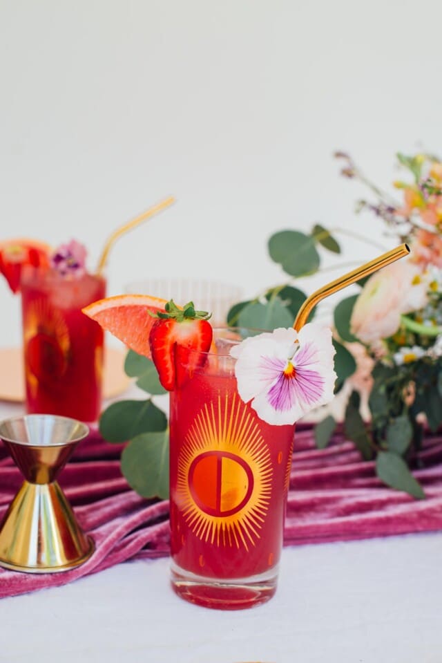 Sparkling Strawberry Hibiscus Cooler Cocktail Recipe