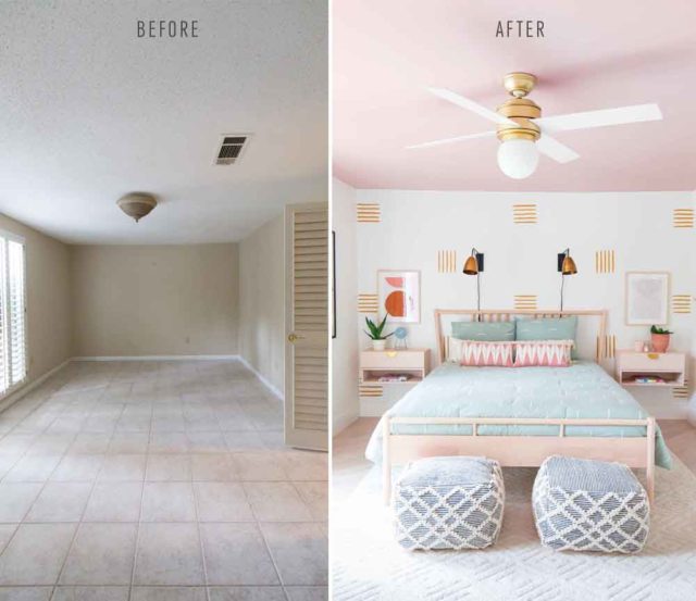 Want to know how to paint an accent wall thats simple and still packs a statement? I'm sharing the how to for our guest bedroom makeover and statement wall and it's so easy to do! by top Houston lifestyle blogger Ashley Rose of Sugar & Cloth #design #interiors #decor #homedecor #makeover