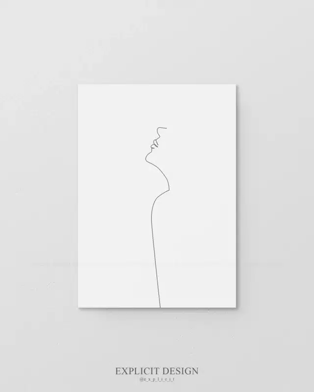 Abstract Face Line Art Print: Minimalist Woman Profile (Digital Download)