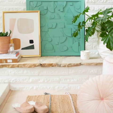 This DIY abstract wood artwork is SUPER simple to make, but it packs a big punch on how expensive it looks! Plus I'm teaching you how to cut wood easily into shapes with Cricut! by top Houston Lifestyle blogger Ashley Rose of Sugar & Cloth #design #diy #wood #art #decor #interiors