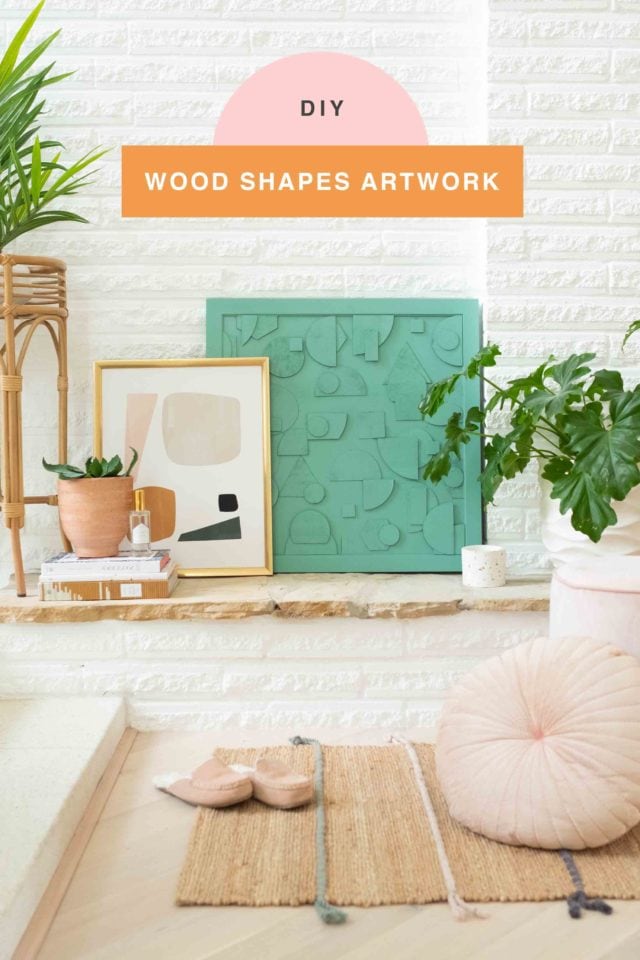 This DIY abstract wood artwork is SUPER simple to make, but it packs a big punch on how expensive it looks! Plus I'm teaching you how to cut wood easily into shapes with Cricut! by top Houston Lifestyle blogger Ashley Rose of Sugar & Cloth #design #diy #wood #art #decor #interiors