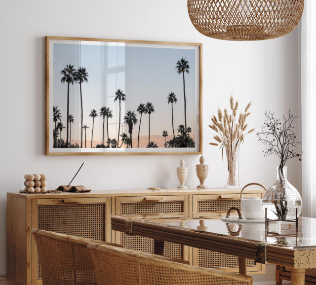 Palm Springs Print- Desert Palm Tree, Summer Sky Photography