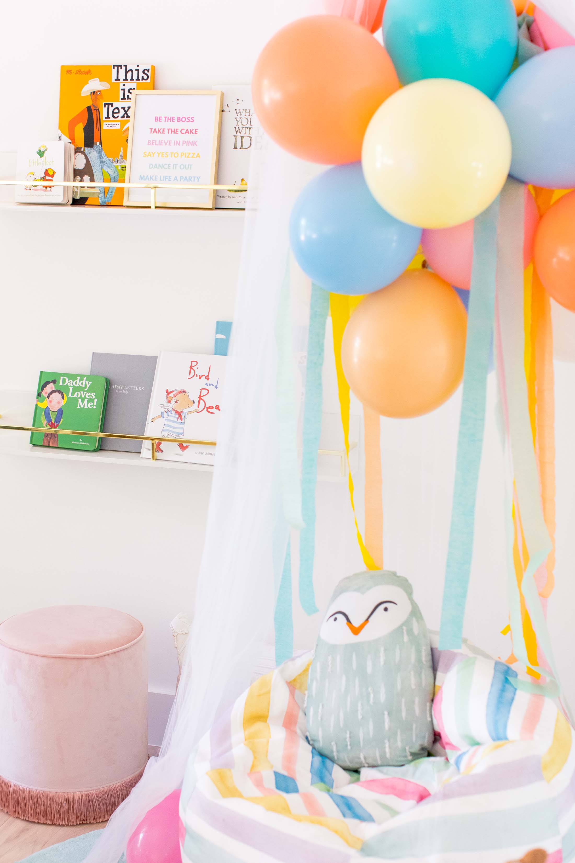 Sharing how to make this DIY book nook with a few colorful reading nook ideas to make it your own! #decor #kids #diy #reading by top Houston lifestyle blogger Ashley Rose of Sugar & Cloth