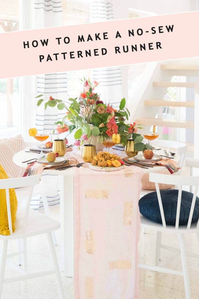 photo with text header for the patterned diy table runner