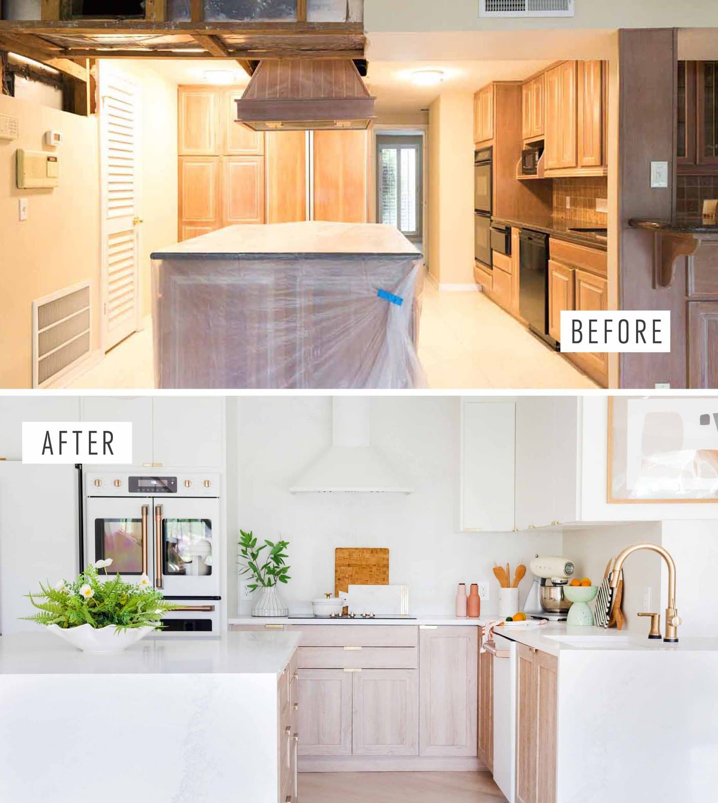 Our kitchen renovation was at the very top of my to-do list when we bought this fixer upper and I'm so excited to share the final kitchen before and after photos!! Sugar & Cloth Casa: Our Renovation Kitchen Before & After by top Houston lifestyle blogger Ashley Rose of Sugar and Cloth #kitchen #decor #design #makeover 