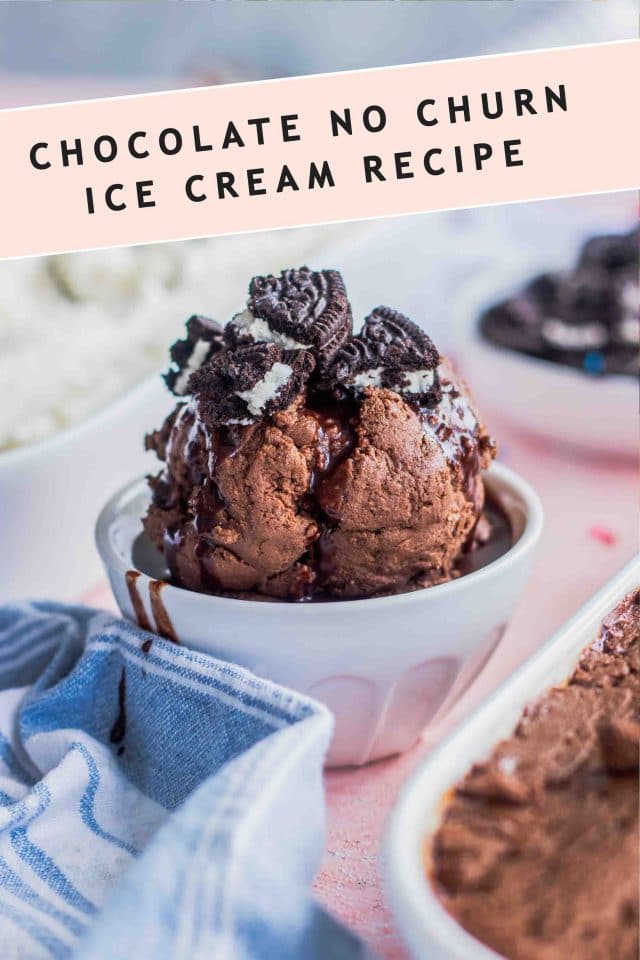 photo of the recipe card for how to make chocolate no churn ice cream by top Houston lifestyle blogger Ashley Rose of Sugar & Cloth