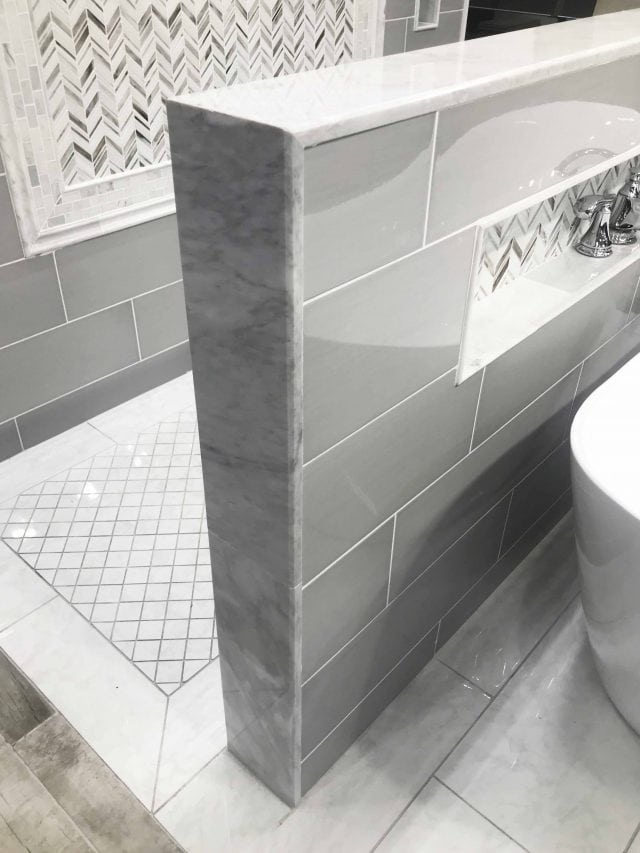 photo of an example shower wall install at Tile Shop by sugar and cloth