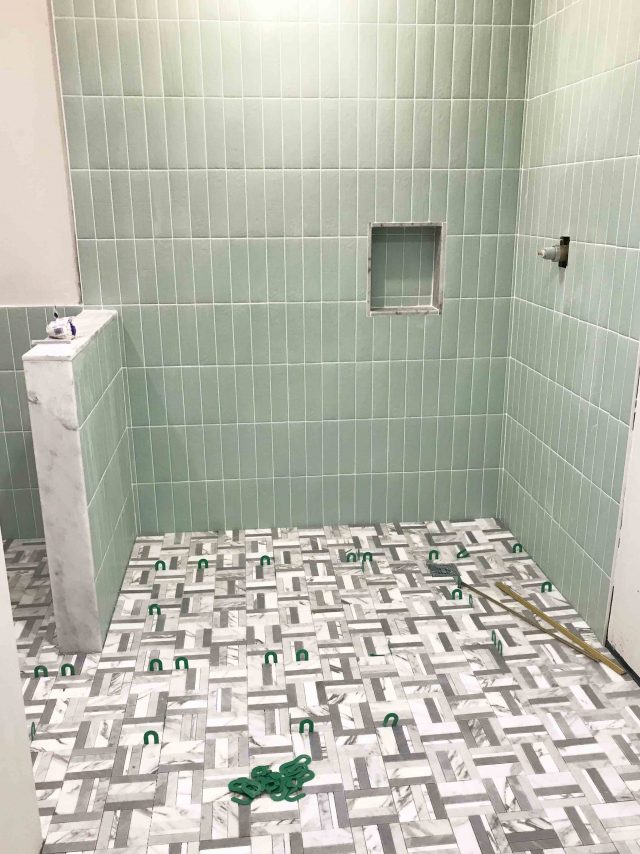 photo of our finished tile installation by Sugar & Cloth