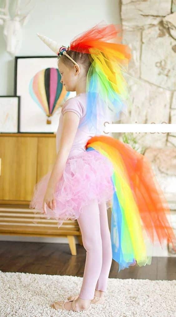DIY Rainbow unicorn Halloween costume for kids