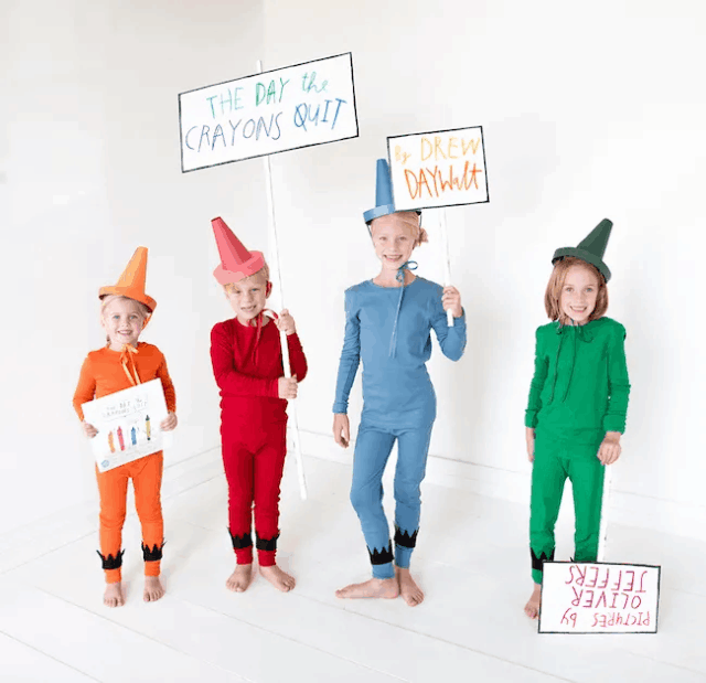 Kids Costume Ideas - photo of 4 kids dressed as crayons