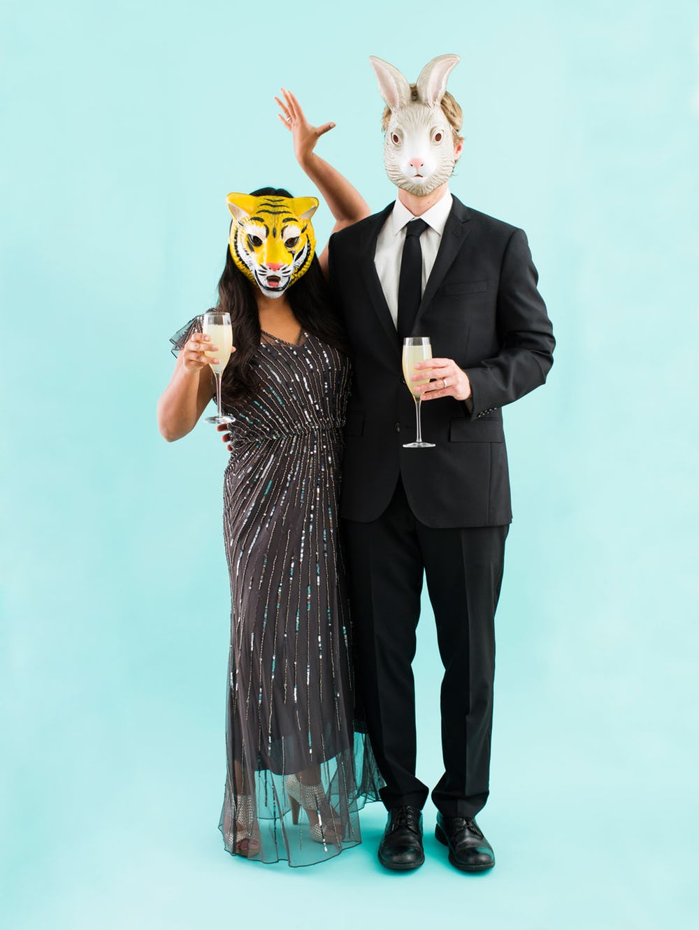 Man and Woman in DIY Couples costume: Party animals