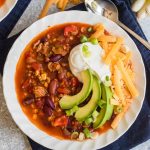 main photo of the Best Easy Turkey Chili by top Houston lifestyle blogger Ashley Rose of Sugar & Cloth