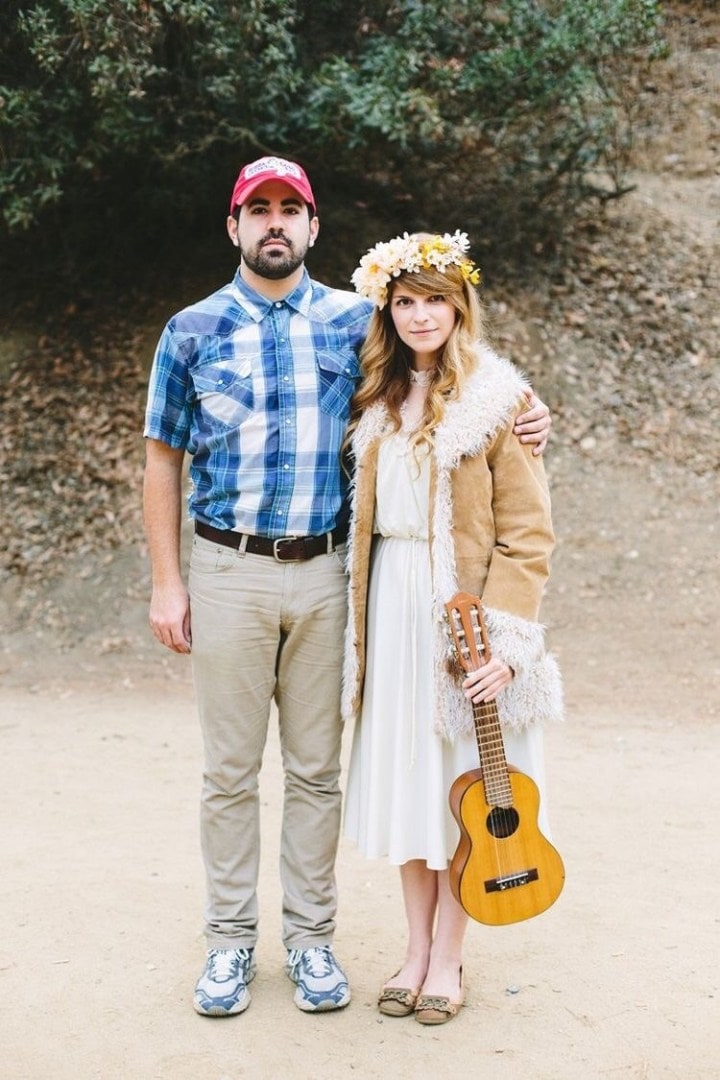 Man and Woman in DIY Couples costume: Forrest Gump and Jenny