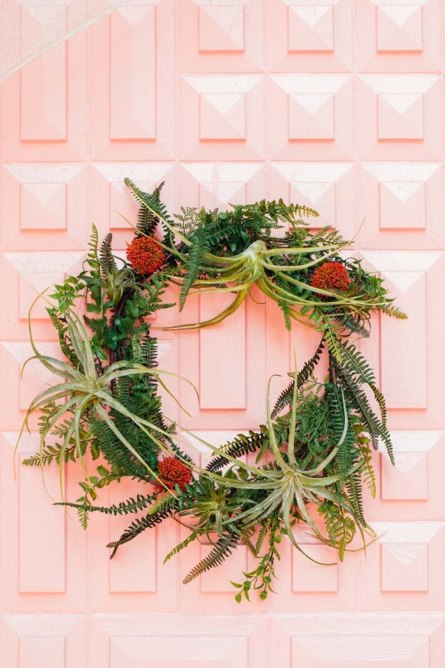 photo of an outdoor halloween wreath 