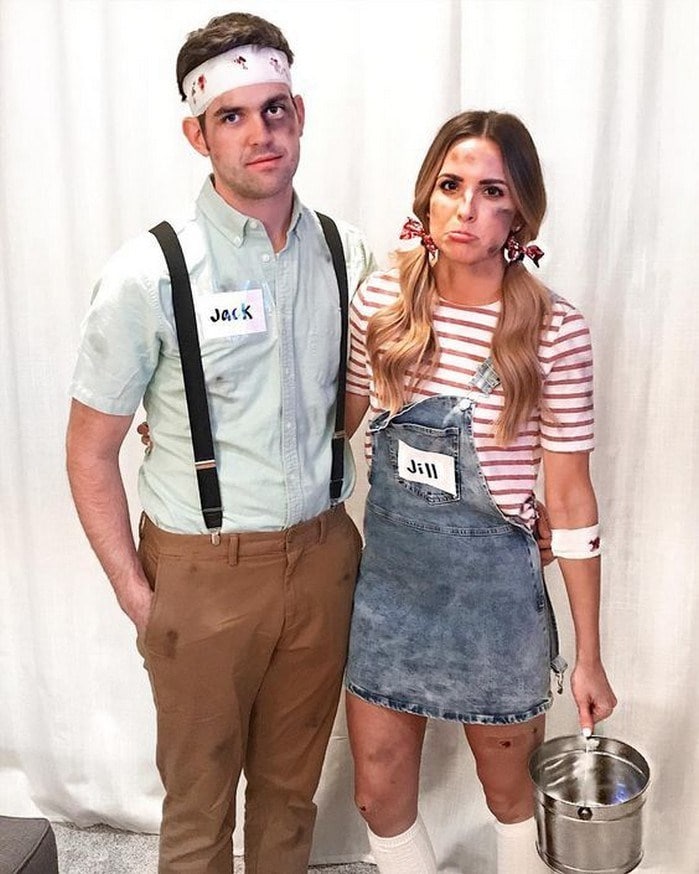 Man and Woman in DIY Couples costume: Jack and Jill