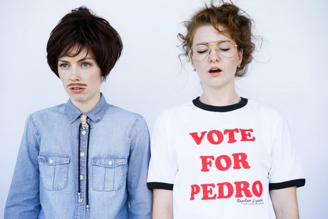 Two women in DIY Couples costume: Pedro and Napoleon Dynamite