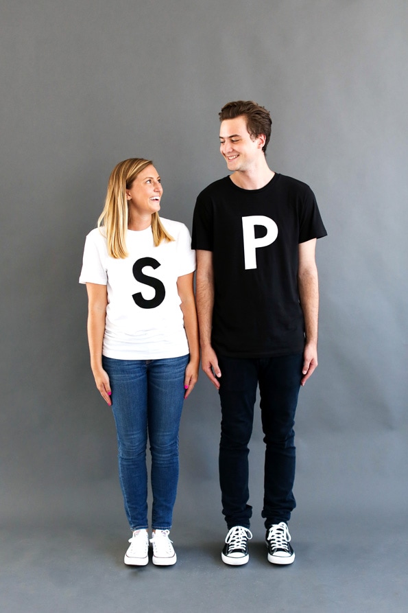 Man and Woman in DIY Couples costume: Salt and Pepper