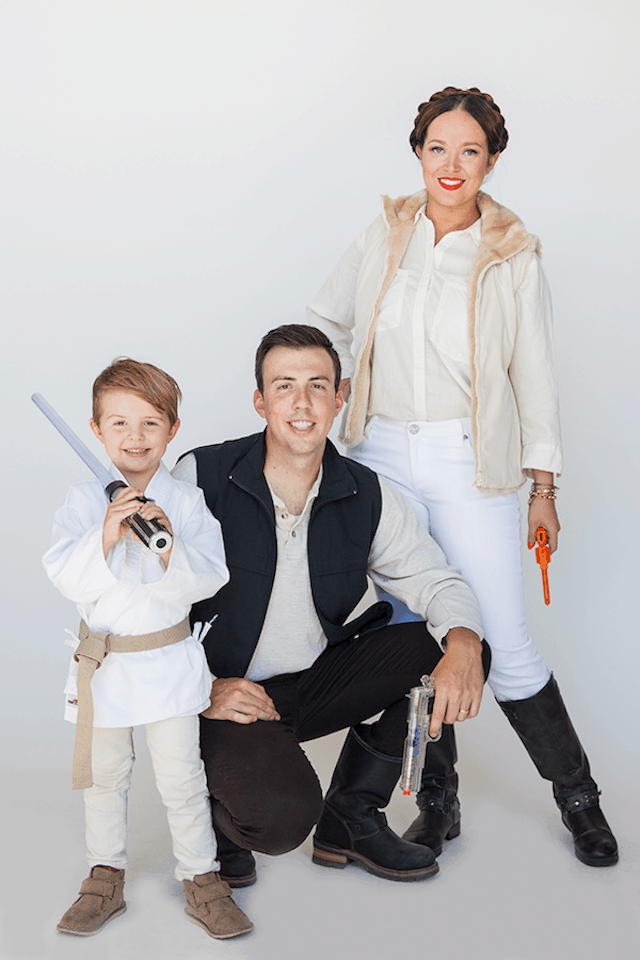 Photo of family in Star Wars character Halloween costumes