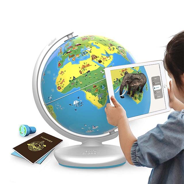 photo of a kid learning with a smart globe