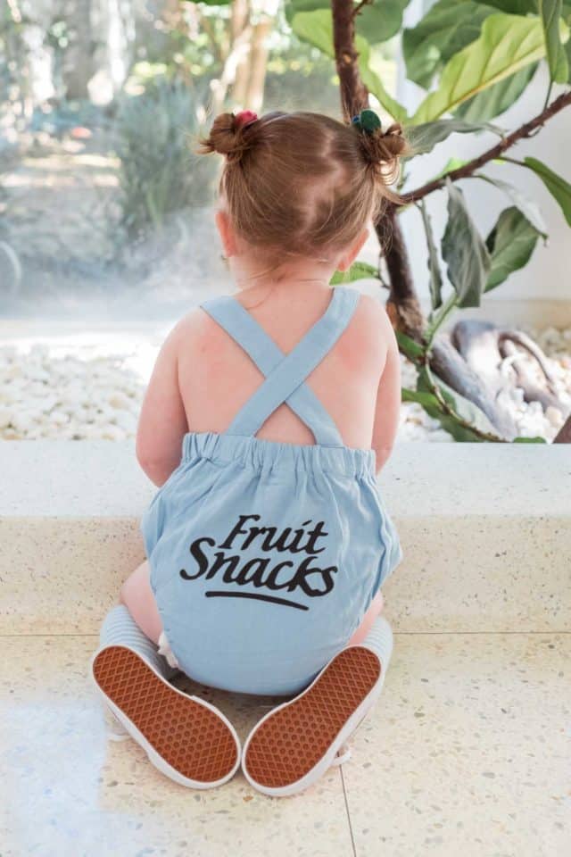 photo of a fruit snacks logo romper