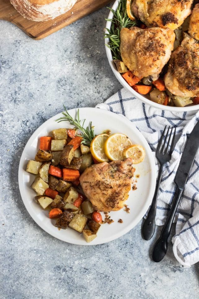 photo of a chicken dinner on a plate