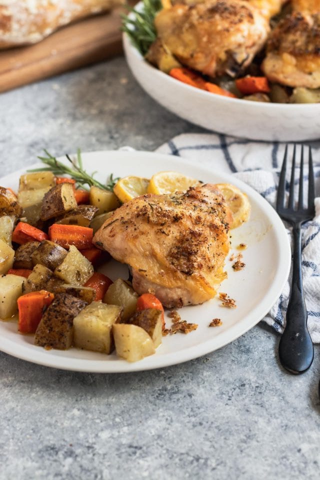 photo of lemon chicken and potatoes on a plate