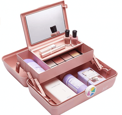 a pink caboodle present for girls with makeup inside