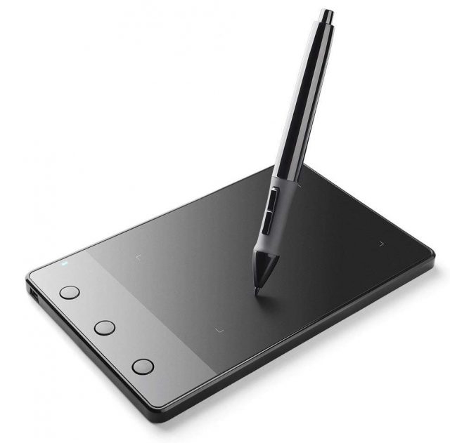 photo of a wireless drawing tablet and pen