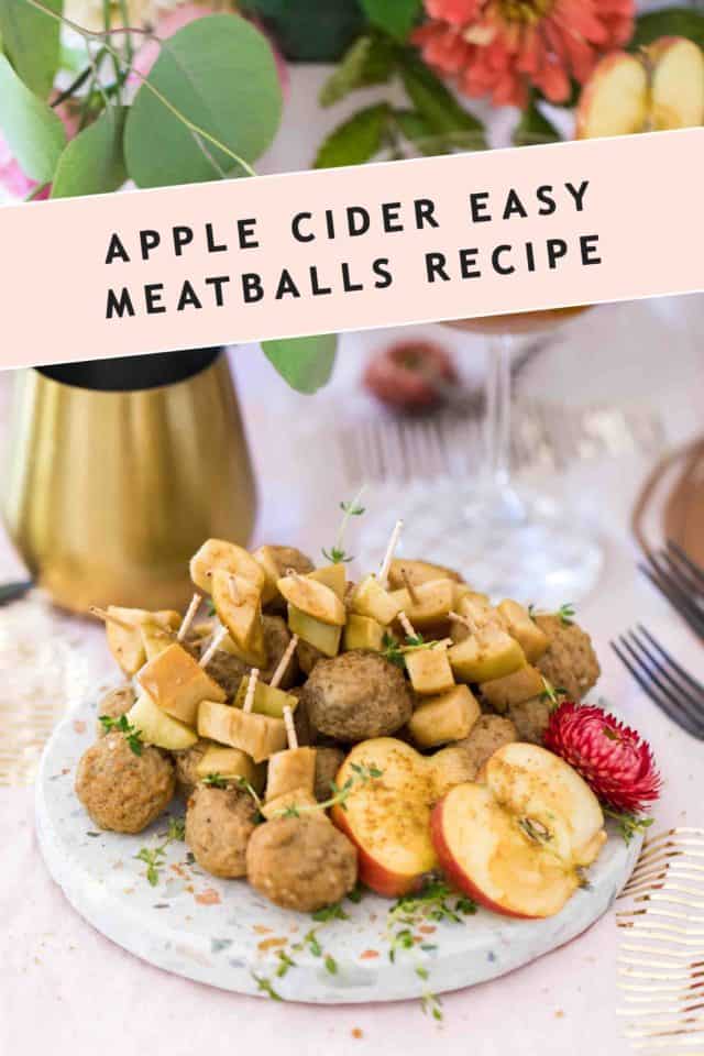 photo of the slow cooker apple cider easy meatballs recipe by top Houston lifestyle blogger Ashley Rose of Sugar & Cloth
