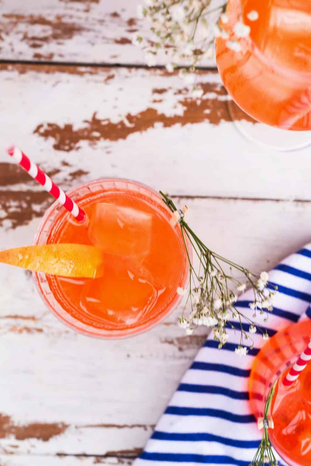 photo from above of a classic Italian happy hour cocktail by top Houston lifestyle blogger Ashley Rose of Sugar & Cloth
