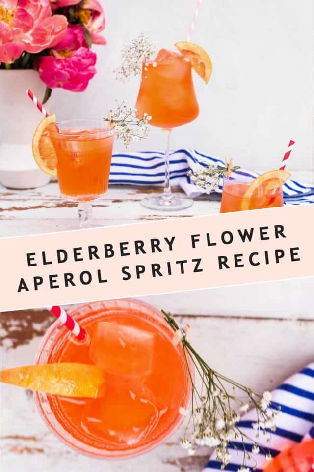 photo of editorial shots of the Elderflower Aperol Spritz cocktail recipe card by top Houston lifestyle blogger Ashley Rose of Sugar & Cloth