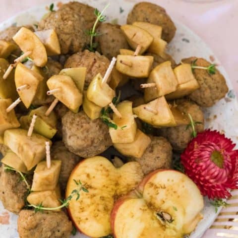 photo of the finished skewered crockpot meatballs by top Houston lifestyle blogger Ashley Rose of Sugar & Cloth