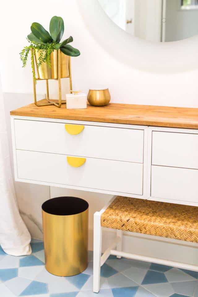 drawers on a diy vanity dressing table