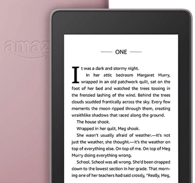 photo of a rose gold kindle paper white reader - unique gifts for her 