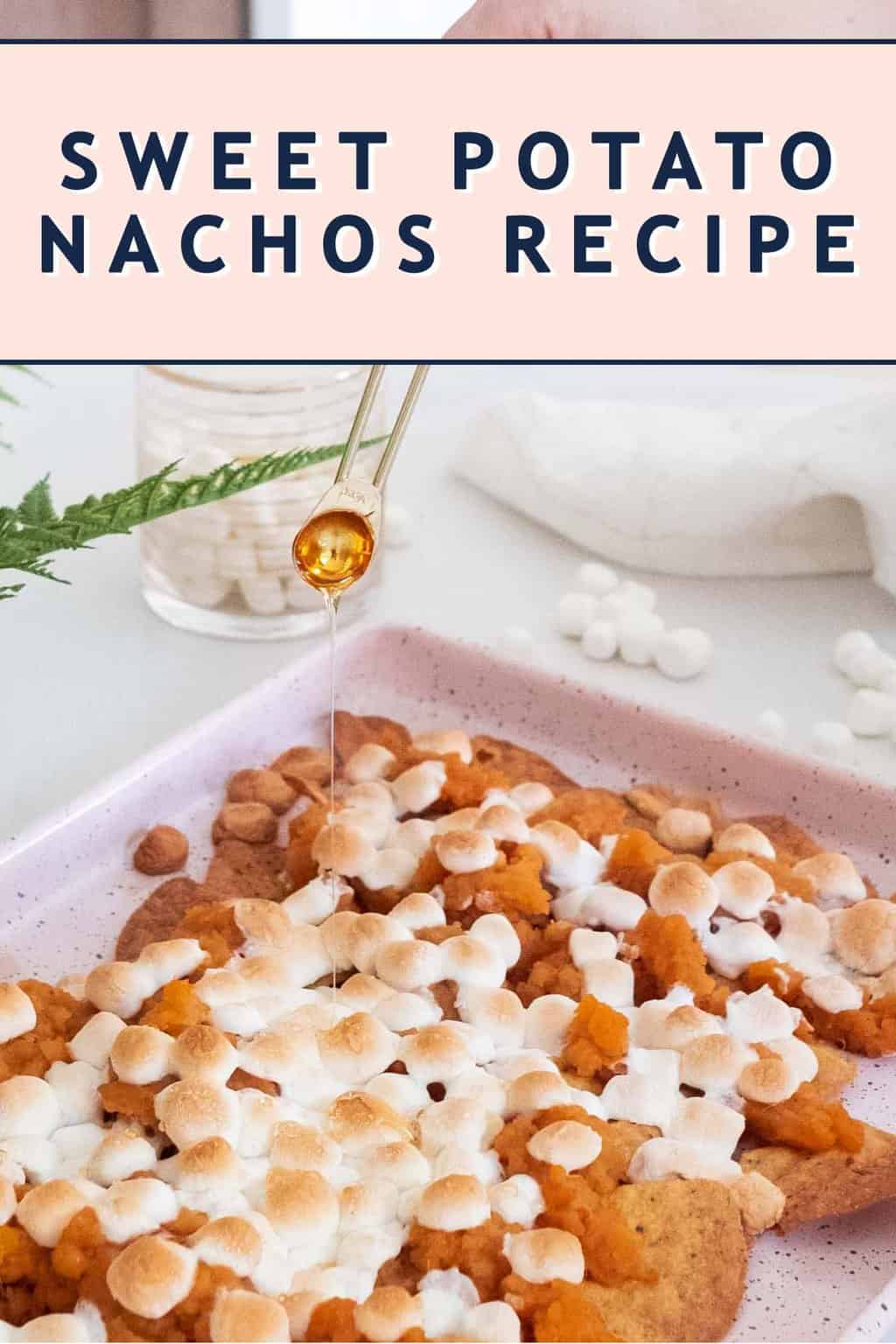 photo of the Sweet Potato Nachos Recipe Card by top Houston lifestyle blogger Ashley Rose of Sugar & Cloth