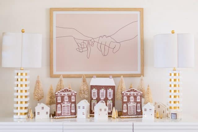 photo of a pinky swear art print and gingerbread houses