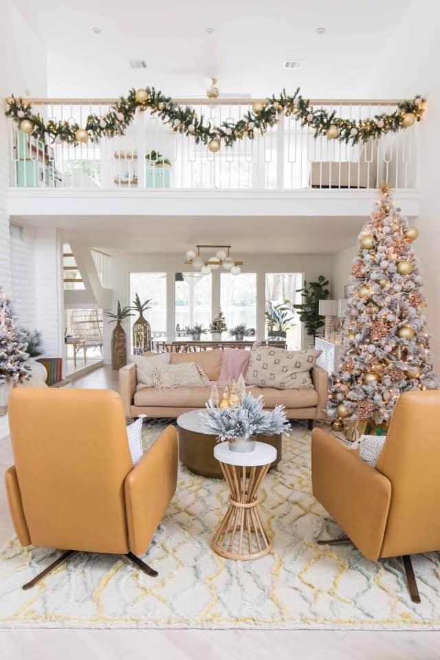 Our Living Room Christmas Decorations + Pink Ornaments — Sugar & Cloth