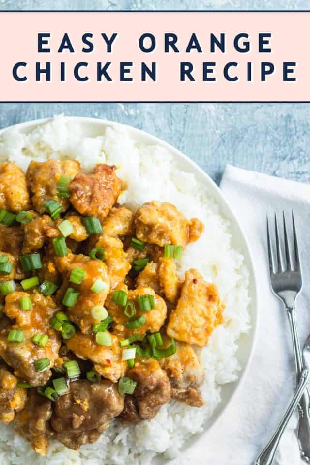photo of the recipe card for the easy orange chicken by top Houston lifestyle blogger Ashley Rose of Sugar & Cloth