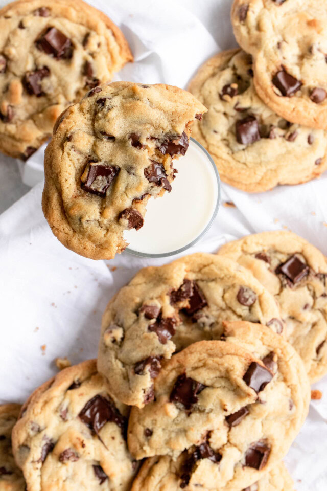Best Chocolate Chip Cookies Recipe Card With Milk by top Houston lifestyle blogger Ashley Rose of Sugar & Cloth