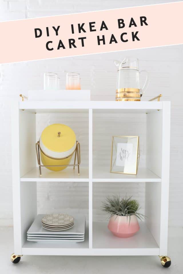 photo of the how to make an ikea bar cart hack by top Houston lifestyle blogger Ashley Rose of Sugar & Cloth