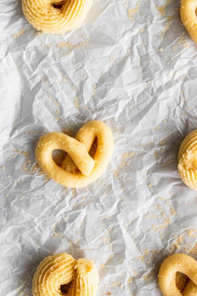 photo of the easy butter cookies piped in different shapes by top Houston lifestyle blogger Ashley Rose of Sugar & Cloth