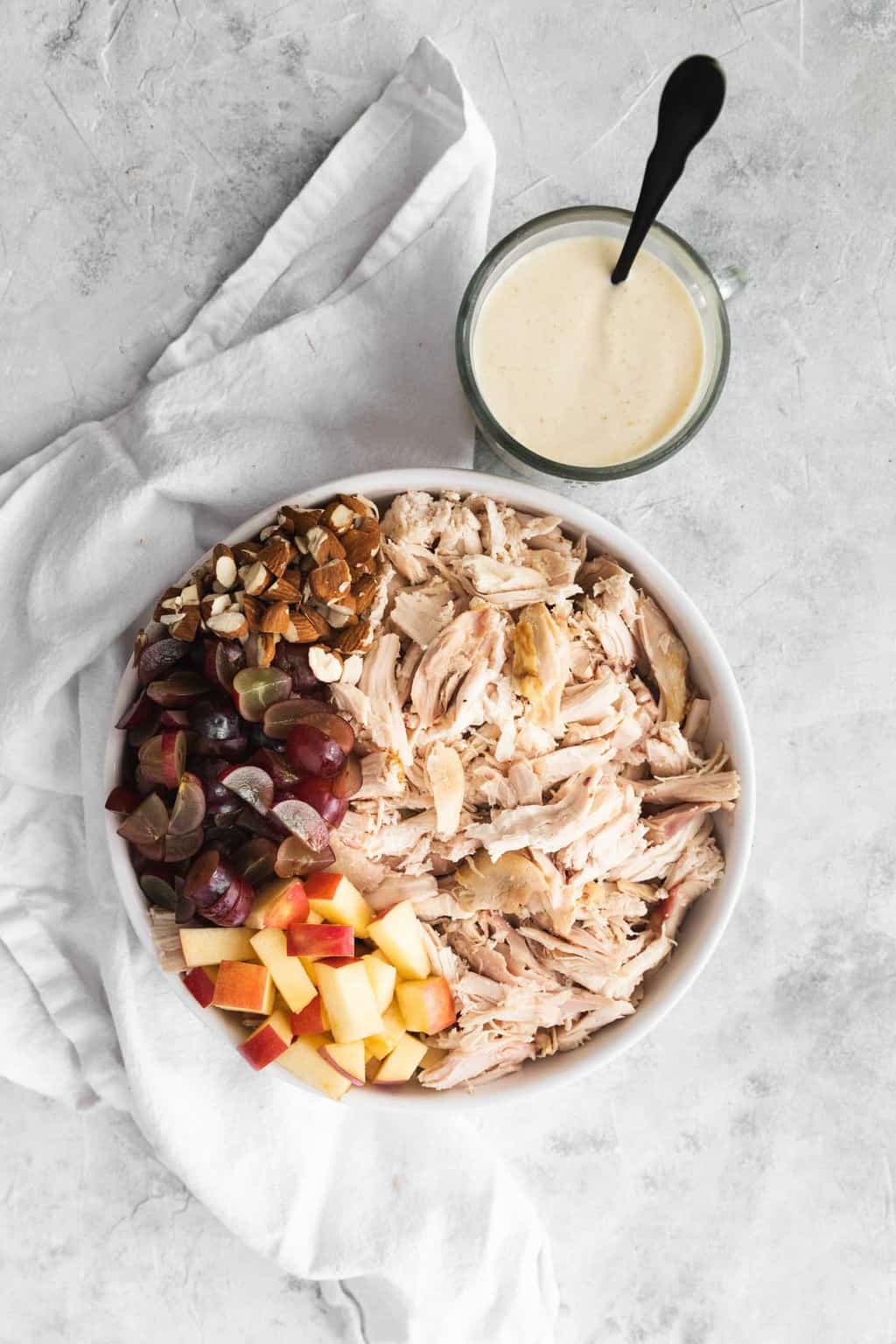 photo of all the simple ingredients needed to make the best chicken salad recipe by top Houston lifestyle blogger Ashley Rose of Sugar & Cloth