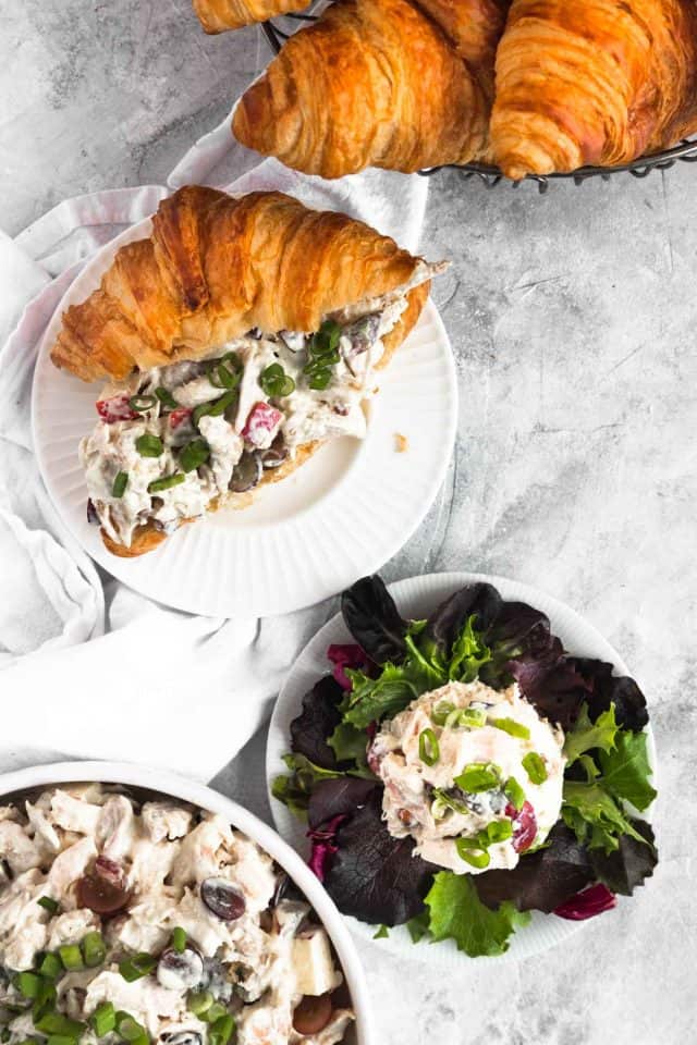 photo of ways to serve the best chicken salad as a sandwich or with greens by top Houston lifestyle blogger Ashley Rose of Sugar & Cloth