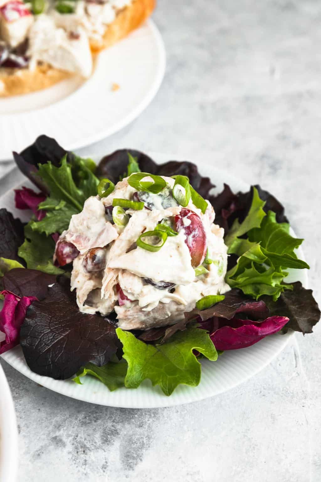 photo of the best chicken salad served over fresh greens by top Houston lifestyle blogger Ashley Rose of Sugar & Cloth