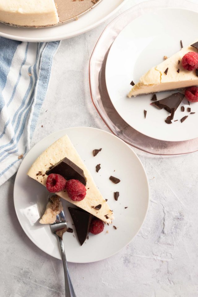 photo of a keto gluten free low carb cheesecake by top Houston lifestyle blogger Ashley Rose of Sugar & Cloth