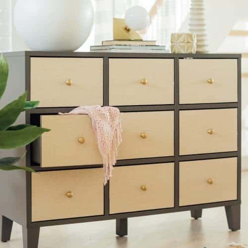 photo of grasscloth wallpaper drawers